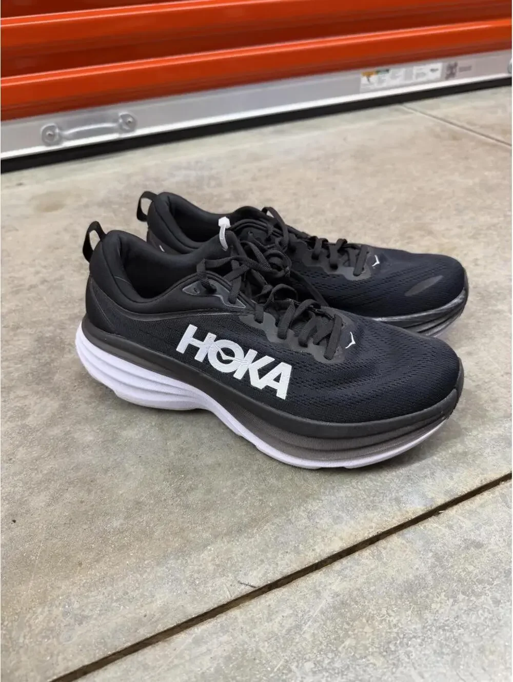 hoka one one bondi 8 black and white running gym shoes 11.5 MENS / NO INSOLES